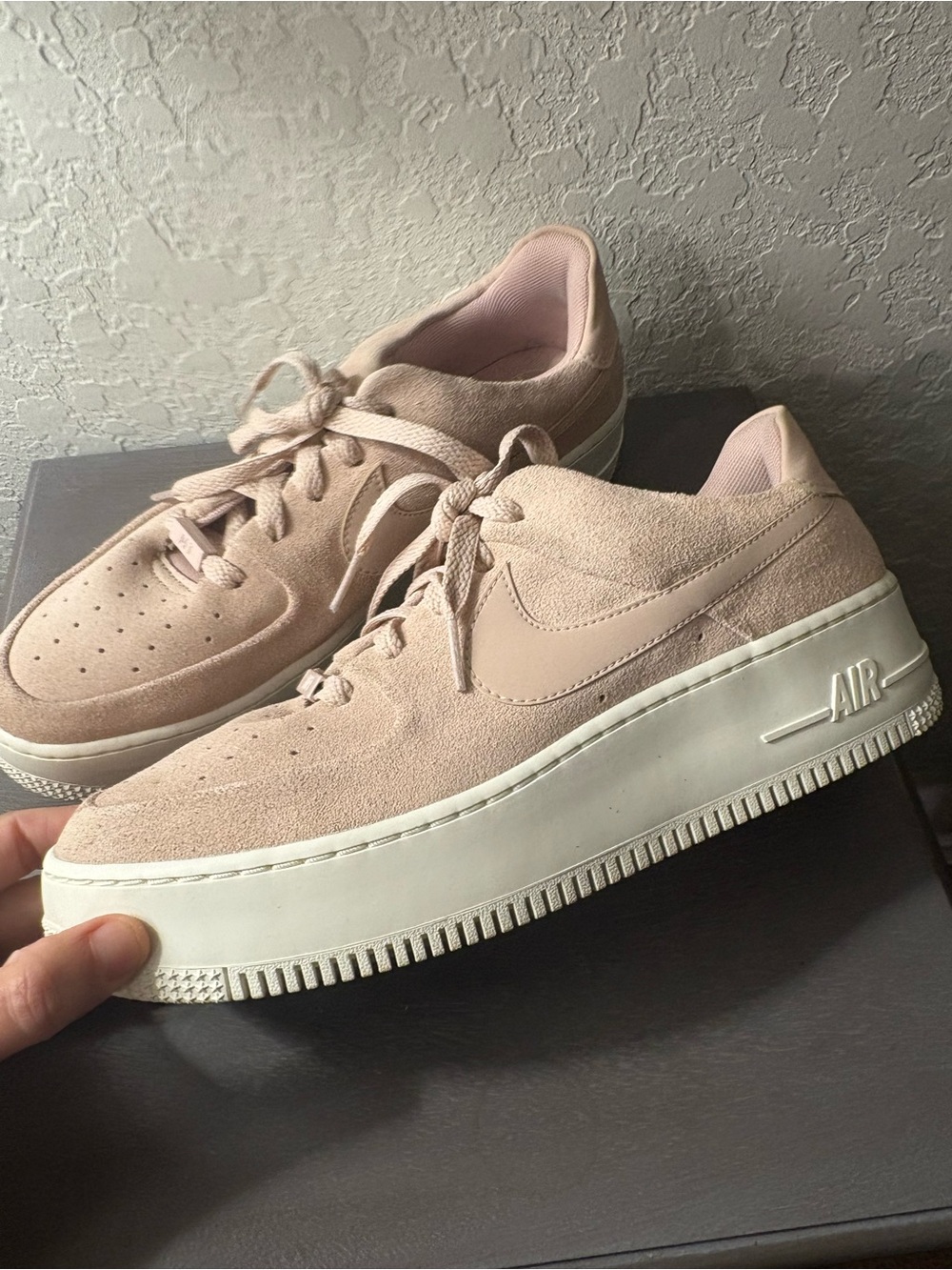 Women's Suede Platform Sneakers in Pale Pink
